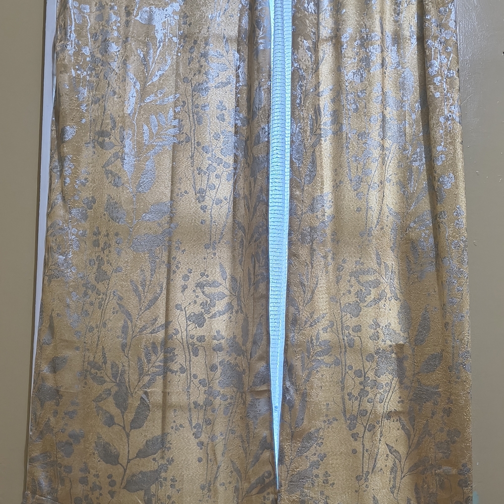 Elegant Gold and Silver Floral Curtains